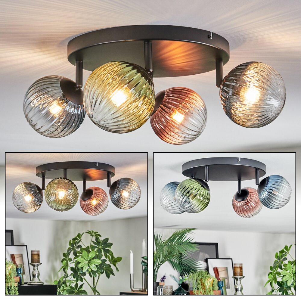 Chehalis Plafonnier, Boule lumineuse Bleu, Vert, Clair, Cuivré, 4 lumières main product photo