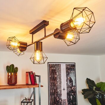 Plafonnier Bardhaman Noir, 5 lumières