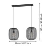 RINROE Suspension Luminaires Eglo Noir, 2 lumières