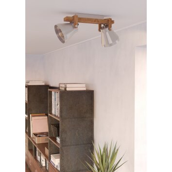 CAWTON Plafonnier, Spot de plafond Luminaires Eglo Brun, Acier brossé, 2 lumières