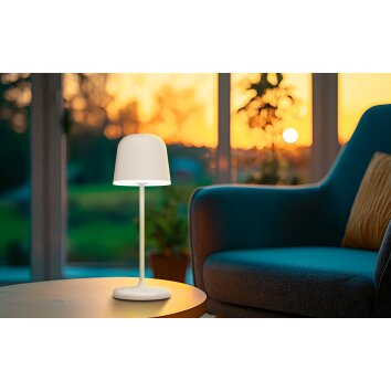 MANNERA-S Lampe à poser Luminaires Eglo LED Sable, 1 lumière, Télécommandes, Changeur de couleurs