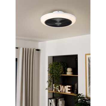 mit Ventilateur de plafond lumineux Luminaires Eglo LED Noir, Blanc, Télécommandes