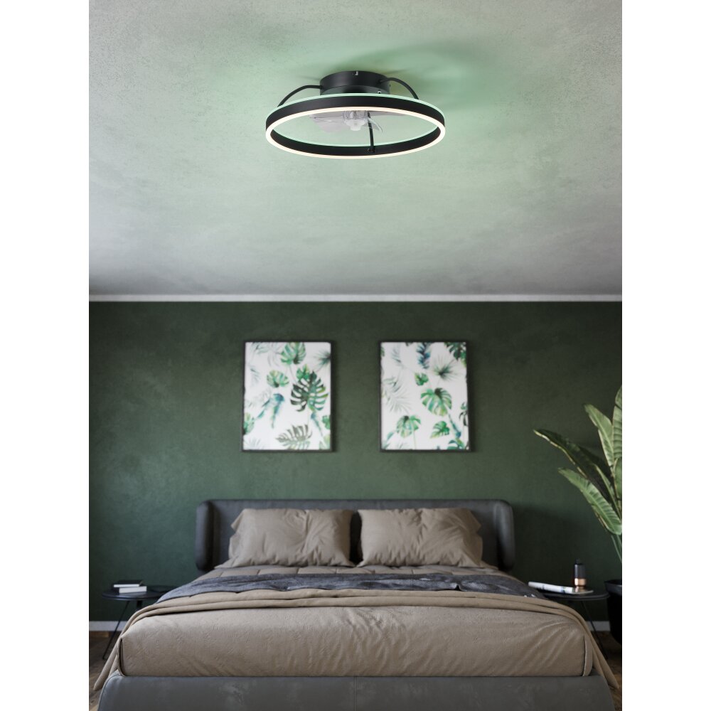 mit Ventilateur de plafond lumineux Luminaires Eglo LED Noir, Télécommandes, Changeur de couleurs main product photo