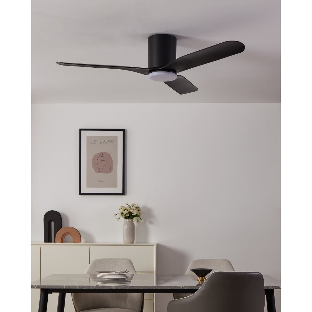 Bündiger Ventilateur de plafond lumineux Luminaires Eglo LED Noir, Télécommandes, Changeur de couleurs main product photo