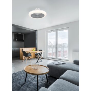 mit Ventilateur de plafond lumineux Luminaires Eglo LED Gris, Blanc, Télécommandes