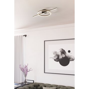 AGOSTINO Plafonnier Luminaires Eglo LED Noir, Changeur de couleurs