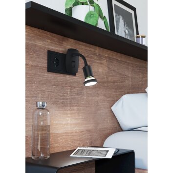 PARRINI Lampe à prise électrique Luminaires Eglo LED Noir