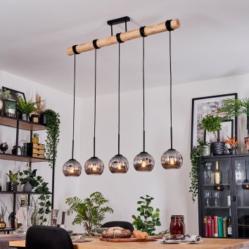 Ripoll Suspension, Boule lumineuse, Suspension Écru, Noir, 5 lumières