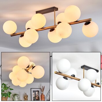 Gastor Plafonnier, Boule lumineuse Or, Noir, 10 lumières