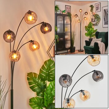 Koyoto Boule lumineuse, Lampadaire Ambre, Fumé, 5 lumières