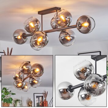 Koyoto Plafonnier, Boule lumineuse Clair, Fumé, 8 lumières