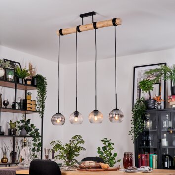 Koyoto Suspension, Boule lumineuse, Suspension Écru, Noir, 4 lumières