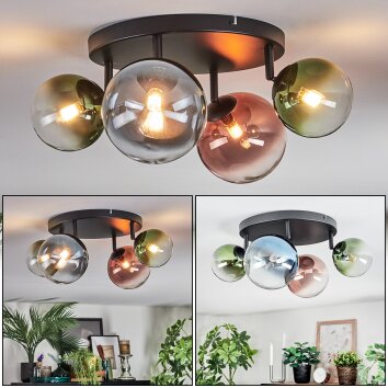 Chehalis Plafonnier, Boule lumineuse Bleu, Vert, Clair, Cuivré, 4 lumières