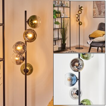 Koyoto Boule lumineuse, Lampadaire Bleu, Or, Vert, Clair, Fumé, 5 lumières