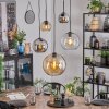 Koyoto Suspension, Boule lumineuse, Suspension 45 cm Ambre, Chrome, Clair, Fumé, 5 lumières