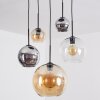 Koyoto Suspension, Boule lumineuse, Suspension 45 cm Ambre, Chrome, Clair, Fumé, 5 lumières