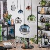Koyoto Suspension, Boule lumineuse, Suspension Bleu, Chrome, Vert, Clair, Cuivré, Fumé, 5 lumières