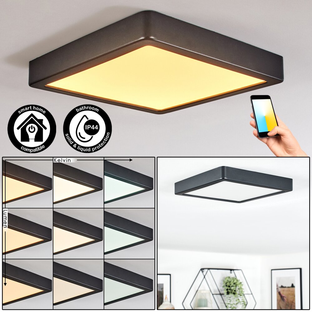 Finsrud Luminaire de salle de bain, Plafonnier, Panel LED Noir, 1 lumière main product photo