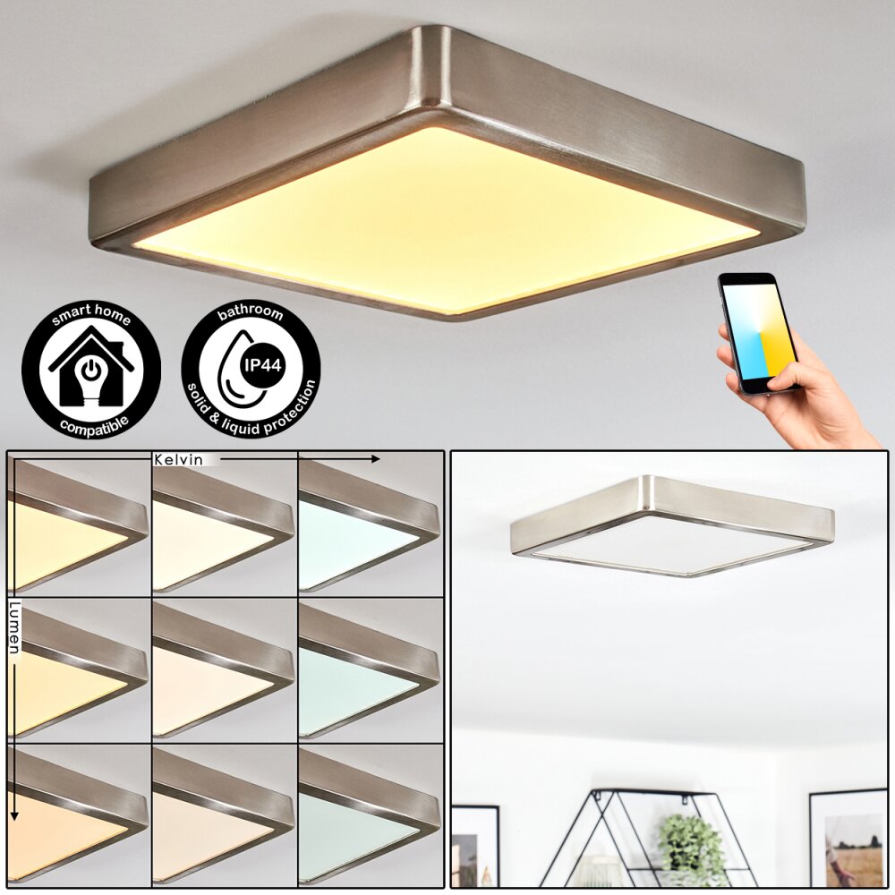 Finsrud Luminaire de salle de bain, Plafonnier, Panel LED Nickel mat, 1 lumière main product photo