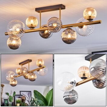 Chehalis Plafonnier, Boule lumineuse Or, Noir, 8 lumières