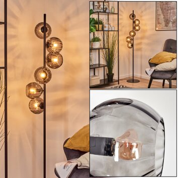 Koyoto Boule lumineuse, Lampadaire Fumé, 6 lumières Koyoto Boule lumineuse, Lampadaire Fumé, 6 lumières