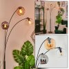 Koyoto Boule lumineuse, Lampadaire Ambre, Chrome, Clair, Fumé, 3 lumières