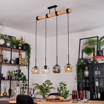 Ripoll Suspension, Boule lumineuse, Suspension Écru, Noir, 4 lumières