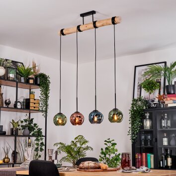Ripoll Suspension, Boule lumineuse, Suspension Écru, Noir, 4 lumières