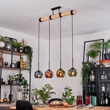 Ripoll Suspension, Boule lumineuse, Suspension Écru, Noir, 4 lumières