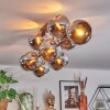 Koyoto Plafonnier, Boule lumineuse Chrome, Fumé, 10 lumières