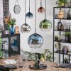 Koyoto Suspension, Boule lumineuse, Suspension Bleu, Chrome, Vert, Clair, Cuivré, Fumé, 5 lumières