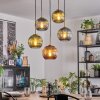 Koyoto Suspension, Boule lumineuse, Suspension Or, Noir, 5 lumières