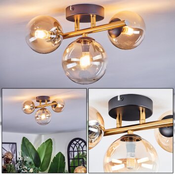 Chehalis Plafonnier, Boule lumineuse Or, Noir, 3 lumières