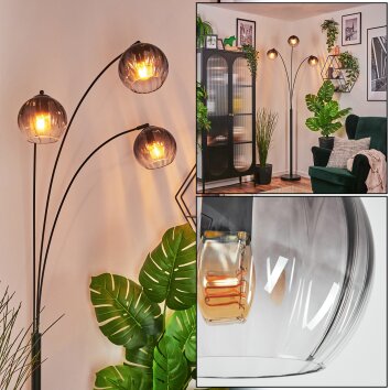 Koyoto Boule lumineuse, Lampadaire Clair, Fumé, 3 lumières