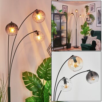 Koyoto Boule lumineuse, Lampadaire Ambre, Clair, Fumé, 3 lumières
