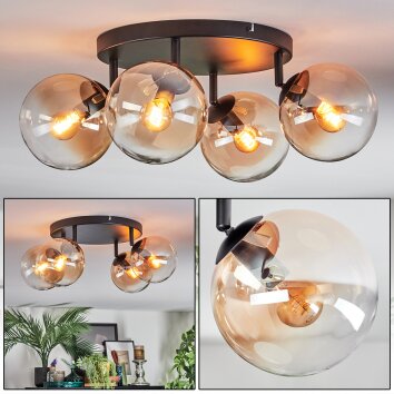 Gastor Plafonnier, Boule lumineuse Ambre, Clair, 4 lumières