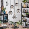 Koyoto Suspension, Boule lumineuse, Suspension Or, Noir, 5 lumières