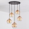 Koyoto Suspension, Boule lumineuse, Suspension Or, Noir, 5 lumières