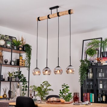 Ripoll Suspension, Boule lumineuse, Suspension Écru, Noir, 4 lumières