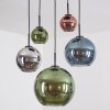 Koyoto Suspension, Boule lumineuse, Suspension Bleu, Chrome, Vert, Cuivré, Fumé, 5 lumières