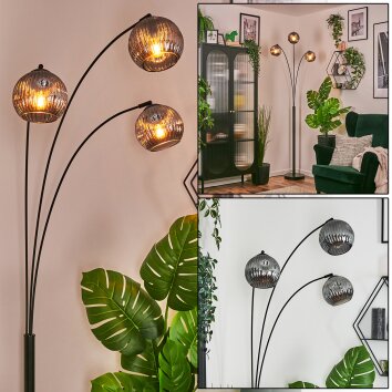 Koyoto Boule lumineuse, Lampadaire Fumé, 3 lumières