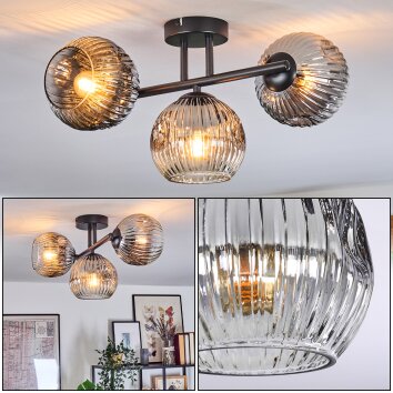 Ripoll Plafonnier, Boule lumineuse Chrome, Clair, Fumé, 3 lumières Ripoll Plafonnier, Boule lumineuse Chrome, Clair, Fumé, 3 lumières