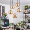 Koyoto Suspension, Boule lumineuse, Suspension Or, Noir, 5 lumières