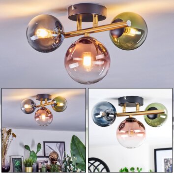 Chehalis Plafonnier, Boule lumineuse Or, Noir, 3 lumières