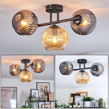 Ripoll Plafonnier, Boule lumineuse Ambre, Fumé, 3 lumières