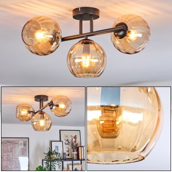 Koyoto Plafonnier, Boule lumineuse Ambre, 3 lumières