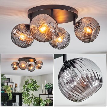 Ripoll Plafonnier, Boule lumineuse Fumé, 4 lumières