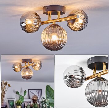 Chehalis Plafonnier, Boule lumineuse Or, Noir, 3 lumières