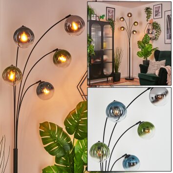 Gastor Boule lumineuse, Lampadaire Bleu, Chrome, Vert, Clair, Fumé, 5 lumières