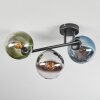 Gastor Plafonnier, Boule lumineuse Bleu, Chrome, Vert, Clair, Fumé, 3 lumières